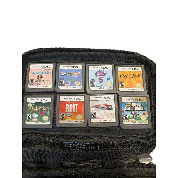 Nintendo DS Lot 8 Games Soft Shell Case and Cartridges Travel Storage Zippered - Picture 2 of 7